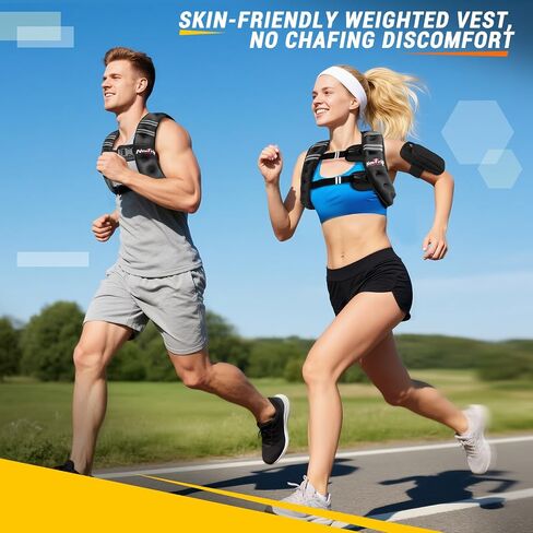 Weighted Vest Women & Men - 5lbs/8lbs/10lbs/12lbs/15lbs/20lbs/25lbs/30lbs Adjustable Weight Vest with Detachable Phone Pouch - Ideal for Rucking,Walking,Weight Loss,Training&Running in Kuwait