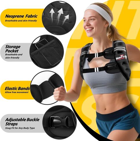 Weighted Vest Women & Men - 5lbs/8lbs/10lbs/12lbs/15lbs/20lbs/25lbs/30lbs Adjustable Weight Vest with Detachable Phone Pouch - Ideal for Rucking,Walking,Weight Loss,Training&Running in Kuwait