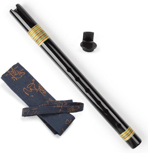 Decorative Vertical Flute Traditional Woodwind Peruvian Quena Flauta, Clarinet Bamboo Flute Indian Instrument Come with a Bag and a Playing Aid Accessory (Black, G Key) in Kuwait