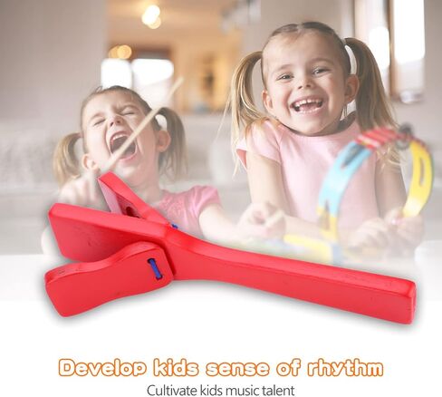 Wooden Finger Castanets Set 2Pcs Musical Instrument Finger Castanets Clapper Long Handle Educational Musical Percussion for Music Room in Saudi Arabia