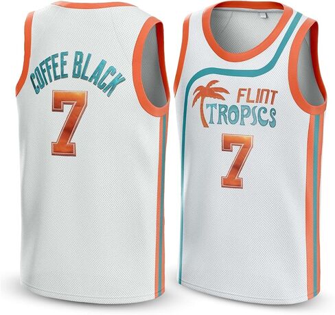 Flint Tropics Coffee Black #7 Semi Pro 90s Hip Hop Clothes for Party Men Basketball Jersey Green White S-5XL in Saudi Arabia