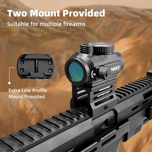 BINOCK Reflex Red Dot Sight للبنادق، 2 MOA Red Dot Optics Motion Awake، 12 ضبط السطوع نطاق النقطة الحمراء مع خيارين للتثبيت، مقاوم للصدمات والغبار (RD-02) in Kuwait