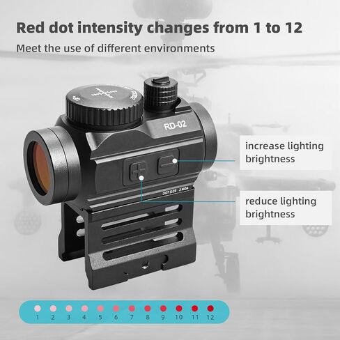 BINOCK Reflex Red Dot Sight للبنادق، 2 MOA Red Dot Optics Motion Awake، 12 ضبط السطوع نطاق النقطة الحمراء مع خيارين للتثبيت، مقاوم للصدمات والغبار (RD-02) in Kuwait