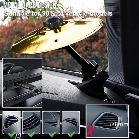 2 pcs Car Cymbal,Car Cymbal for Air Vent,boundle with Mini Drum Sticks,Mini Drum Crash Cymbal for Car Vent, Dual Drums(Silver&Golden) in Saudi Arabia