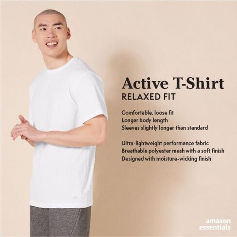 Amazon Essentials T-Shirts for Men, Active Performance Tech, Available in Big & Tall, Pack of 2 in Kuwait