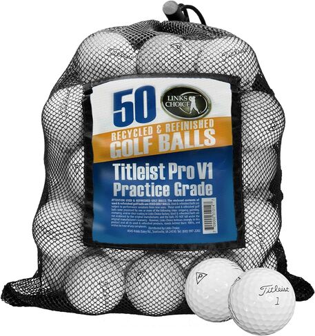 - 50 كرة جولف مستعملة لممارسة Titliest Pro V1 وPro V1X - حالة جيدة - نطاق وممارسة كرات الجولف - تتضمن حقيبة شبكية - كرات جولف مستعملة مستدامة in Saudi Arabia