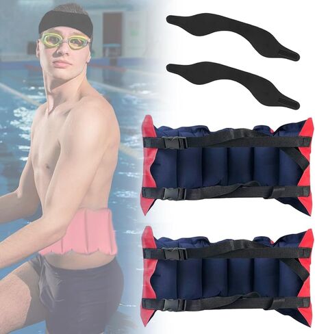 حزام سباحة قابل للنفخ وعصابة رأس من Eanpet للبالغين والأطفال والتمارين الرياضية المائية وتمارين الظهر تعويم أسود للأذن ومعدات تدريب السباحة وحزام سباحة قابل للتعديل وحزام الأذن للمبتدئين في السباحة in Kuwait