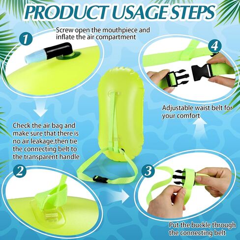 2 Pcs Swim Buoy Float for Open Water High-Visibility Swimming Safety Float with Adjustable Waist Belt Waterproof Dry Bag for Swim Train Kayakers in Saudi Arabia