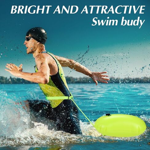 2 Pcs Swim Buoy Float for Open Water High-Visibility Swimming Safety Float with Adjustable Waist Belt Waterproof Dry Bag for Swim Train Kayakers in Saudi Arabia