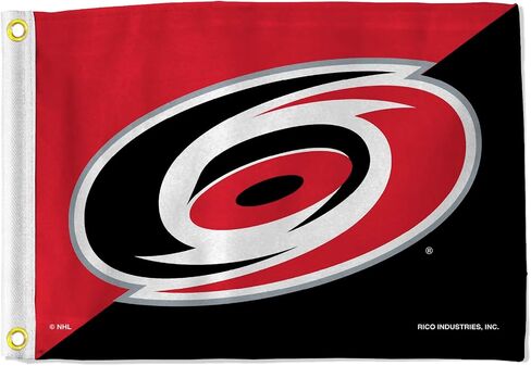 Rico Industries NHL Hockey Carolina Hurricanes Primary Red and Black 12" x 18" Utility Flag - Double Sided - Great for Boat/Golf Cart/Home ect. in Saudi Arabia