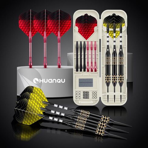 مجموعة سهام معدنية ذات أطراف معدنية، مجموعة سهام ذات أطراف فولاذية مكونة من 3 قطع، رمي سهام احترافية للوحة رمي السهام مع أعمدة من الألومنيوم، براميل نحاسية، رحلات إضافية، حلقات دائرية، أداة مبراة، صندوق حمل in Kuwait