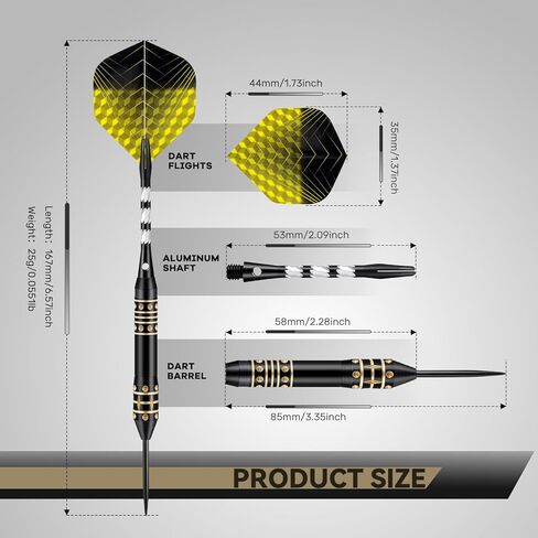 مجموعة سهام معدنية ذات أطراف معدنية، مجموعة سهام ذات أطراف فولاذية مكونة من 3 قطع، رمي سهام احترافية للوحة رمي السهام مع أعمدة من الألومنيوم، براميل نحاسية، رحلات إضافية، حلقات دائرية، أداة مبراة، صندوق حمل in Kuwait