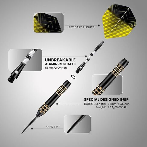 مجموعة سهام معدنية ذات أطراف معدنية، مجموعة سهام ذات أطراف فولاذية مكونة من 3 قطع، رمي سهام احترافية للوحة رمي السهام مع أعمدة من الألومنيوم، براميل نحاسية، رحلات إضافية، حلقات دائرية، أداة مبراة، صندوق حمل in Kuwait