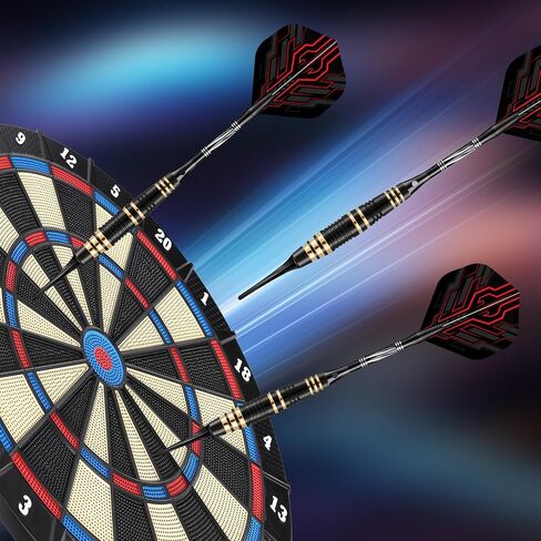 Darts Plastic Tip Set, 3 Pack Soft tip Darts Set Available in 16, 17.5, 19 Gram, Professional Dart for Dartboard with Extra Dart Tips, Aluminum Shafts, Brass Barrels, O-Rings, Carrying Box in Kuwait