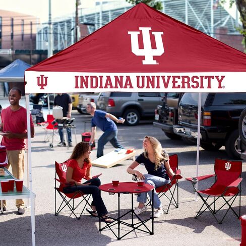 Logo Brands NCAA Indiana Hoosiers Checkerboard Canopy Tailgate Tent - 9' x 9', Vented Roof, Adjustable Height, Wheeled Carrying Bag, Powder Coated Steel in Saudi Arabia
