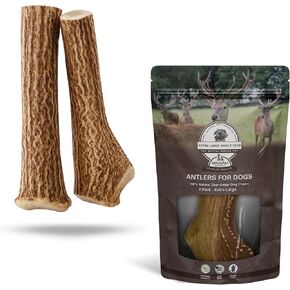Whitetail Naturals - مضغ كلب قرن قرون صعب - قرن الغزلان المحور للكلاب (2 عبوة -XL) عظام طبيعية متينة للمضغ العدواني | صنعت أمريكا قرن الوعل in Kuwait