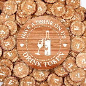 Marsui 200 Pcs Drinks Tokens Bulk Wooden Tokens for Events Rustic Wood Drinks Token Hearts Vintage Drink Token Tickets for Wedding Favours Beverage Birthday Parties Bar Table Decoration Supplies in Saudi Arabia