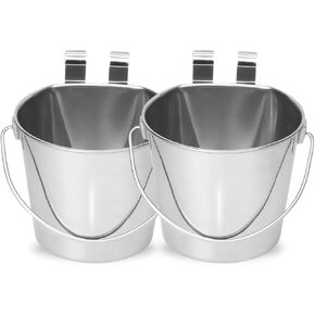 4 ربع الفولاذ المقاوم للصدأ فولاذ مقاوم للصدأ سوط مع السنانير المزدوجة | دلو معلق للكلب XL والقطط والماعز والماشية | وعاء الغذاء والماء يناسب بيوت الكلاب ، الصناديق والأقفاص | استخدام متعدد الأغراض ، حزمة 2 in Kuwait