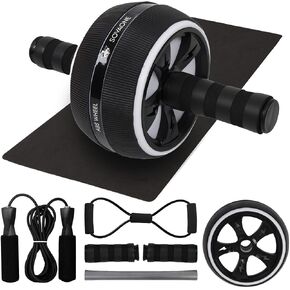 Ab Roller Wheel – 4-in-1 Ab Roller Kit with Knee Mat, Jump Rope & Resistance Band – Core & Abs Workout Equipment for Home Gym – Abdominal Exercise Wheel for Men & Women in Saudi Arabia