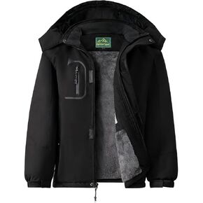 Boy's Waterproof Ski Jacket, Warm Fleece Lined Winter Snow Windproof Jackets, Hooded Ski Coat in Saudi Arabia