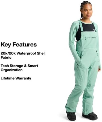 Burton Women's Reserve 2L Stretch Bib Pants, Soft Sage, Medium in Kuwait