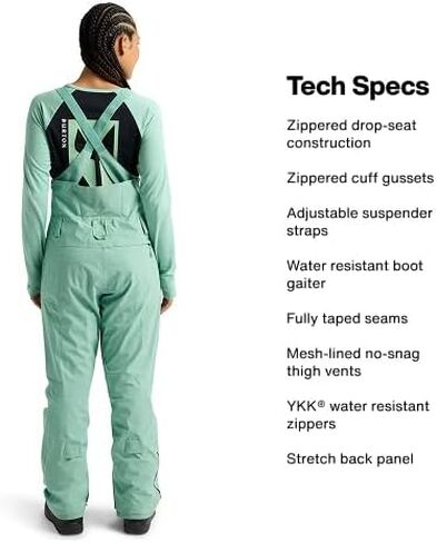Burton Women's Reserve 2L Stretch Bib Pants, Soft Sage, Medium in Kuwait