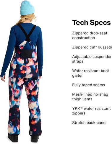 Burton Women's Reserve 2L Stretch Bib Pants, Floral Blur, Large in Saudi Arabia