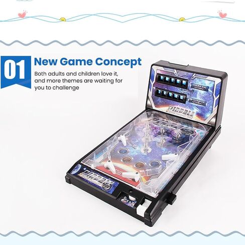 Rasul Mini Pinball Games, Electronic Tabletop Pinball Machine Shooting Toy for Indoor Game Room with Light and Scorekeeper, Desktop Ball Game Retro Nostalgia Arcade Machine for Kids Adults in Saudi Arabia