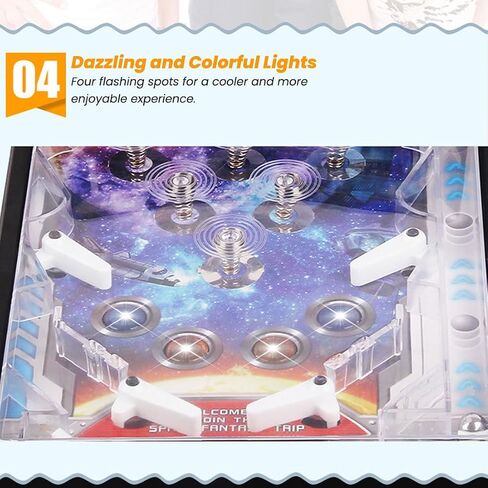 Rasul Mini Pinball Games, Electronic Tabletop Pinball Machine Shooting Toy for Indoor Game Room with Light and Scorekeeper, Desktop Ball Game Retro Nostalgia Arcade Machine for Kids Adults in Saudi Arabia