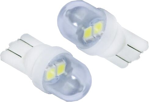 PA LED 10 قطع #555 T10 w5w 2 SMD 2835 LED آلة الكرة والدبابيس إسفين ضوء عدسة شفافة رؤية علوية 6.3VDC (أبيض) in Saudi Arabia