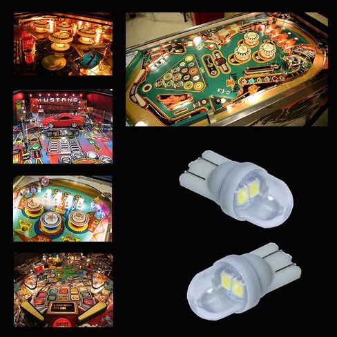 PA LED 10 قطع #555 T10 w5w 2 SMD 2835 LED آلة الكرة والدبابيس إسفين ضوء عدسة شفافة رؤية علوية 6.3VDC (أبيض) in Saudi Arabia