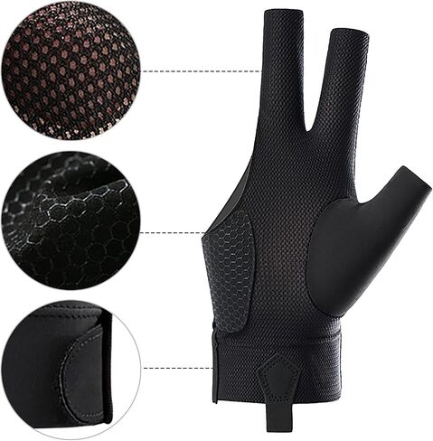 Holiberty 2 Pcs Professional Billiard Pool Gloves for Left Hand Men Women Mesh Nonslip Fingerless Training Shooting Sports Gloves in Saudi Arabia