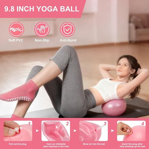 مجموعة حلقة وكرة بيلاتيس للنساء، طقم بيلاتيس للتمرين المنزلي، حلقة دائرية سحرية مع 5 أشرطة مقاومة، معدات بيلاتيس للياقة البدنية، مجموعة أساسيات للمبتدئين in Kuwait