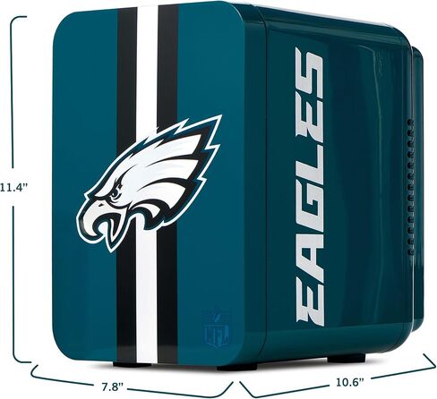 Ukonic NFL Philadelphia Eagles 6-Can Mini Fridge – 4L Thermoelectric Cooler, AC/DC Powered, Portable, Team Logo, for Home, Car, Tailgates & Travel in Kuwait