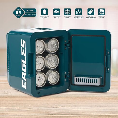 Ukonic NFL Philadelphia Eagles 6-Can Mini Fridge – 4L Thermoelectric Cooler, AC/DC Powered, Portable, Team Logo, for Home, Car, Tailgates & Travel in Kuwait
