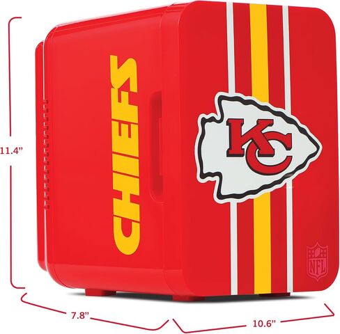 ثلاجة Ukonic NFL Philadelphia Eagles 6-Can Mini Fridge - مبرد حراري كهربائي سعة 4 لتر، يعمل بتيار متردد/تيار مستمر، محمول، شعار الفريق، للمنزل، السيارة، البوابات الخلفية والسفر in Kuwait