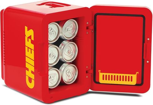 ثلاجة Ukonic NFL Philadelphia Eagles 6-Can Mini Fridge - مبرد حراري كهربائي سعة 4 لتر، يعمل بتيار متردد/تيار مستمر، محمول، شعار الفريق، للمنزل، السيارة، البوابات الخلفية والسفر in Kuwait