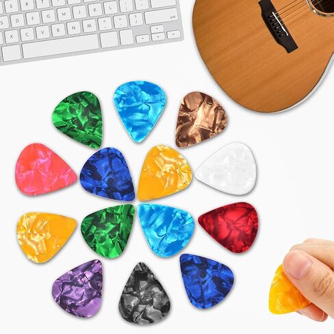 15 Pack Guitar Picks Plectrums, 0.5/0.75/1.0 mm Includes Thin Medium Heavy Thickness, Variety Colorful Celluloid Plectrums for Acoustic Guitar, Electric Guitar, Bass in Saudi Arabia