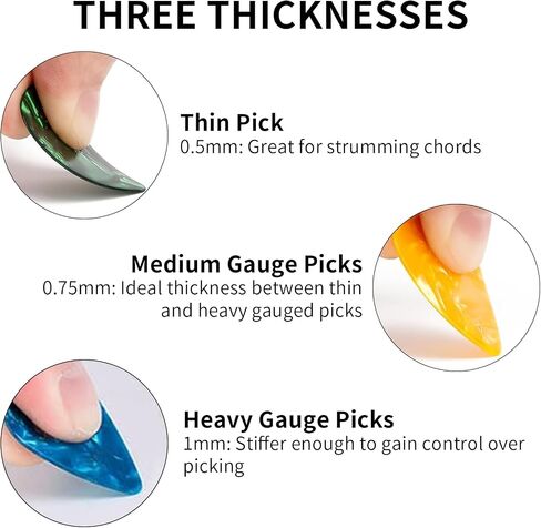 15 Pack Guitar Picks Plectrums, 0.5/0.75/1.0 mm Includes Thin Medium Heavy Thickness, Variety Colorful Celluloid Plectrums for Acoustic Guitar, Electric Guitar, Bass in Saudi Arabia