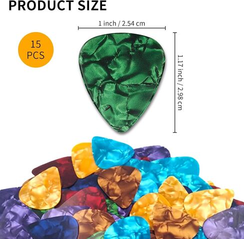 15 Pack Guitar Picks Plectrums, 0.5/0.75/1.0 mm Includes Thin Medium Heavy Thickness, Variety Colorful Celluloid Plectrums for Acoustic Guitar, Electric Guitar, Bass in Saudi Arabia