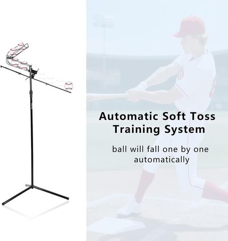 آلة رمي البيسبول الناعمة | نظام تدريب، يدعم إسقاط الكرة تلقائيًا ويدويًا، ارتفاع قابل للتعديل، يحمل ما يصل إلى 10 كرات، مدرب تأرجح لضرب البيسبول لجميع الأعمار والمهارات in Kuwait