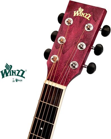 Winzz 40 بوصة غيتار صوتي للمبتدئين من الطلاب البالغين، تصميم أنيق فريد من نوعه (أحمر) in Kuwait