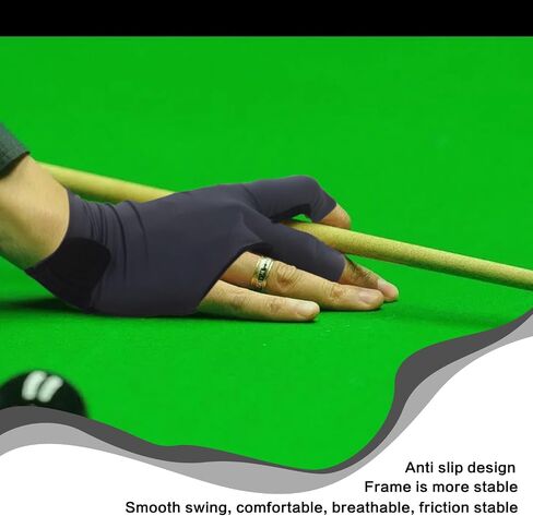 Billiard Pool Gloves for Left Hand 3 Finger - Premium Quality, Breathable & Non-Slip Design for Enhanced Control and Comfort During Pool, Snooker, and Cue Sports in Saudi Arabia