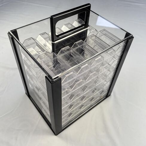 Acrylic Chip Case Storage Box Games Accessories Portable Carrying Case Chip Carrier for Family Gatherings Casual Game Night, with 43mm Cases in Kuwait