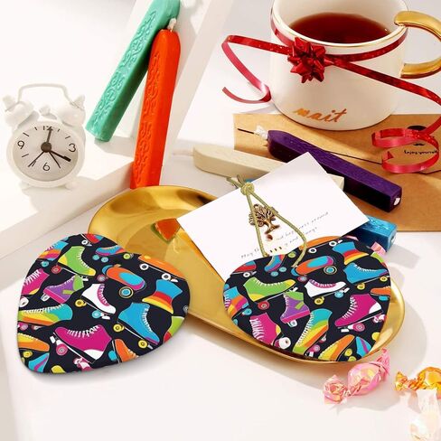 Christmas Ceramic Heart Pendant for Festive Decorations and Souvenirs Retro Roller Skates Prints in Saudi Arabia