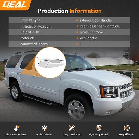 صفقة الراكب الأمامي الجانب الأيمن مقبض الباب الخارجي كروم متوافق مع 07-13 Avalanche/Silverado/Sierra New Body 07-14 Suburban/Tahoe/Yukon/XL/Escalade/ESV/EXT استبدال OE 80545 15915148 in Saudi Arabia