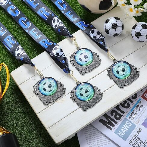 Medals Trophy Silver Metal Sport Ball Award Medals with Ribbon for Participation Sports Themed Party Favors in Saudi Arabia