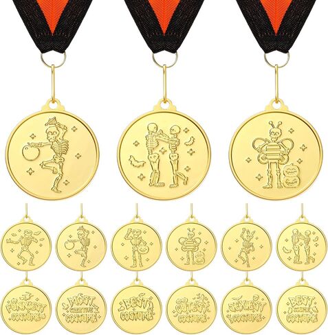 Cunno 6 Pcs Halloween Costume Contest Medals 2 Inch Golden Best Costume Skeleton Medals Contest Prizes Awards Trophy for Halloween Party Supplies in Saudi Arabia