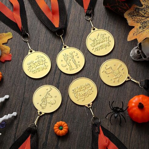 Cunno 6 Pcs Halloween Costume Contest Medals 2 Inch Golden Best Costume Skeleton Medals Contest Prizes Awards Trophy for Halloween Party Supplies in Saudi Arabia