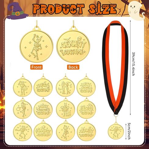 Cunno 6 Pcs Halloween Costume Contest Medals 2 Inch Golden Best Costume Skeleton Medals Contest Prizes Awards Trophy for Halloween Party Supplies in Saudi Arabia